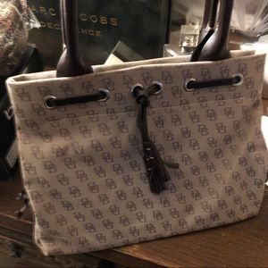 Mini tassels tote. Brown leather handles & tassels